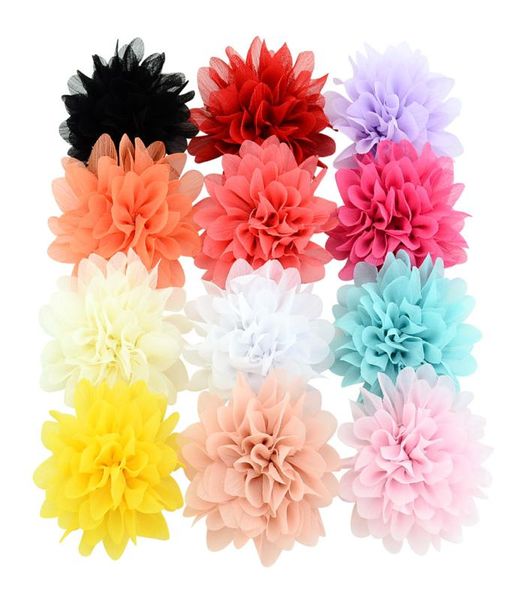 Meninas de bebê chiffon 9cm fita de flor grande barretas crianças gancho de cabelo com fita forrada clipe infantil acessórios de cabelo LOTUS BOBBY PIN 12596991