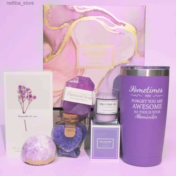 Duft Valentines Geschenke für Frauen Vakuumgeschenk für Frauen Tumbler Lavendel Spa Geschenkkorb Geburtstag Christams für Frau Mutter Schwester L410