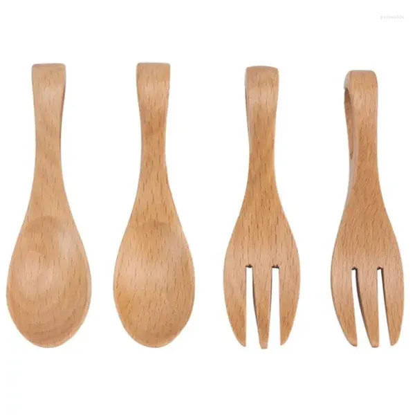 Spuons Wood Kids Fork Suits Bebês Aprendem consistindo artesanato de mesa de mesa grosso e amigável sólido F20243889