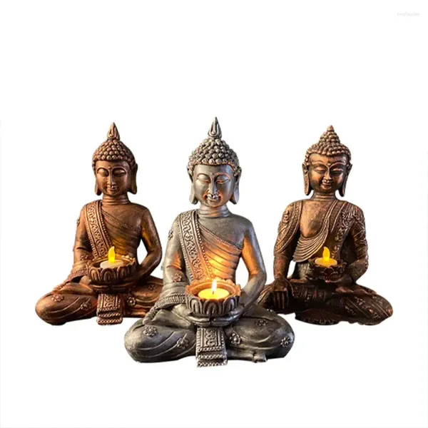 Kerzenhalter Buddha Statue Teelichthalter Zen Figuren Raumdekoration Budas Garten Skulptur