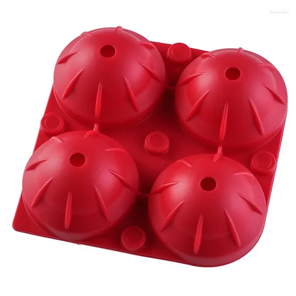 Moldes de cozimento fabricante de bolas de gelo saudável esfera de silicone molde em casa bar loja de barras de coquetel creme de frutas hóquei (vermelho)