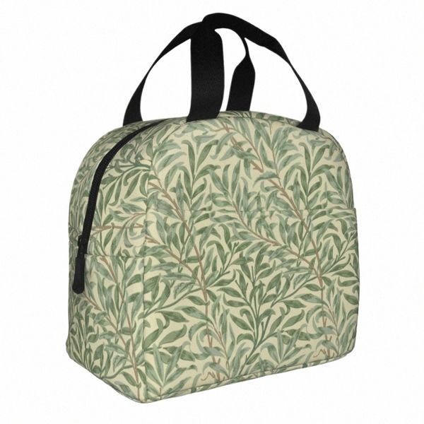 William Morris Willow Boughs Bag del pranzo isolato Pasto Termica Pasto Center Vintage Verde Verde Plant Tote Box Box Borsa N0HB#