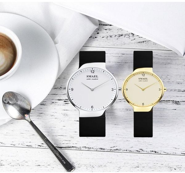 Casual Quartz Watch Set 1835 Einfaches Paar flexible wasserdichte Armbanduhr Liebhaber Set Silver Relogio de Casal Top Gift3995303