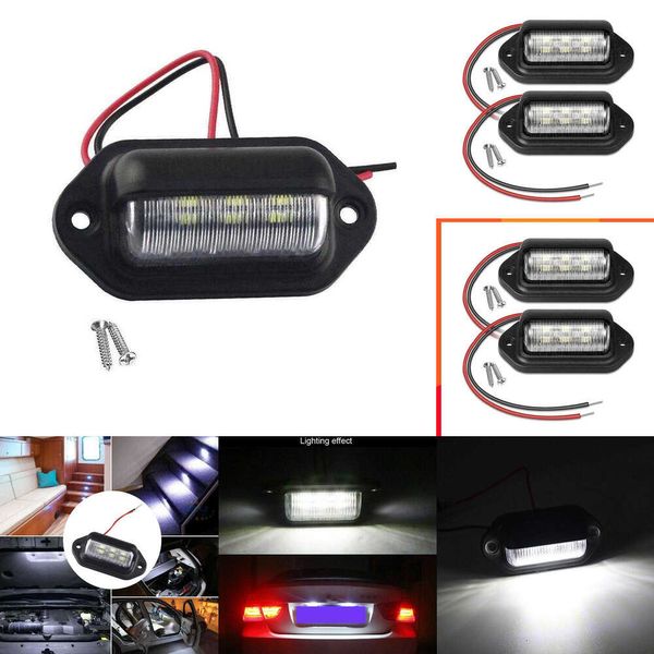 2024 12V 6 LED Auto Licenza Numero Luce targa per SUV Auto Truck RV Riettore Luce Luce Accessori per auto Lampada Lampada Accessori per auto