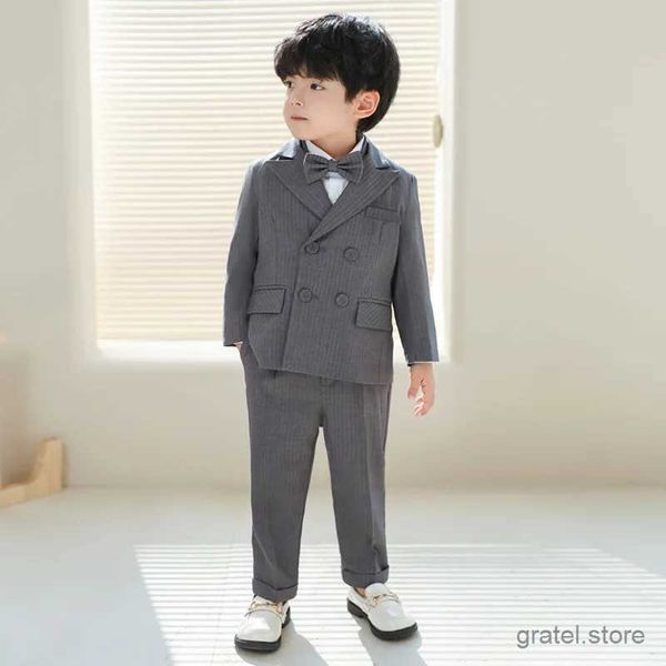 Ternos para crianças luxuosas Gary Photography Suit School Boys Jacket Colrent Crectie Ceramony Costume Fache Kids Wedding Party Dress Dress