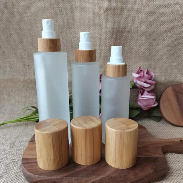 Bottiglie di stoccaggio imballaggio per la cura della pelle 30 ml 50 ml 100 ml 120 ml 150 ml di vetro glassati in bambù spray cosmetico