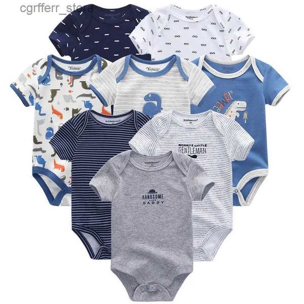 ROMPERS 8PCS Neugeborene Baby Jungen Kleidung atmungsaktives Baumwoll -Kurzarm -Strampler Kleidung für Jungen Mädchen Süß