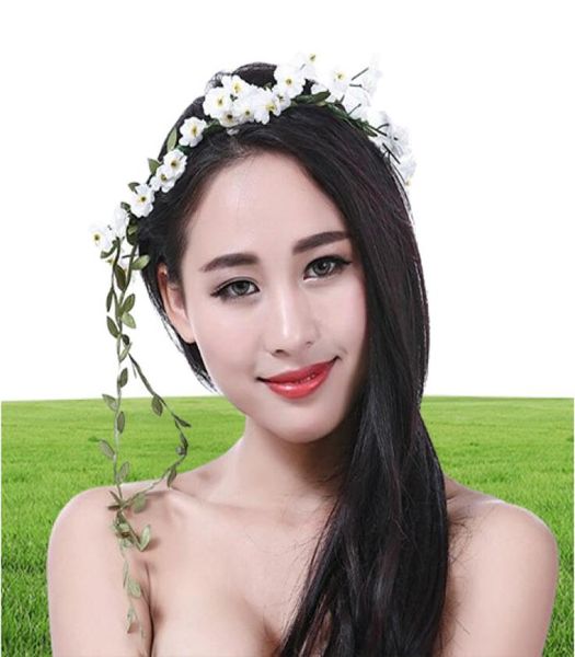 Новая Babysbreath Heards Accessories Wedding White Floral Head Garland Bohemian Beach Head Band Boho Girl Floral Crown8412916