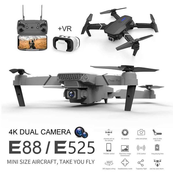 Drone E88 Kolay sinek FPV VR Mini Drone Havalı Fotoğrafçılık Uzun menzilli katlanır Kamera Uzaktan Kumanda Helikopter Oyuncakları Hediye 24416