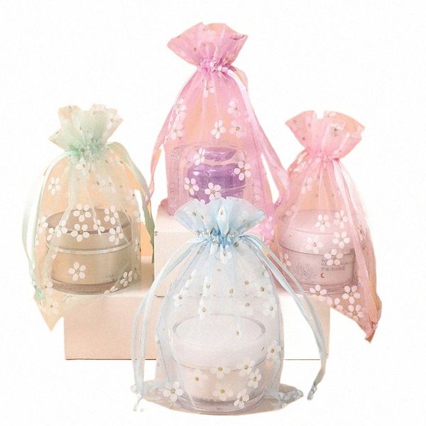 10pcs 13x18cm Imprimir sacos de organza pura da bolsa de traço de presente para joalheria bolsas de pacote de doces de Natal de jóias 30SR#