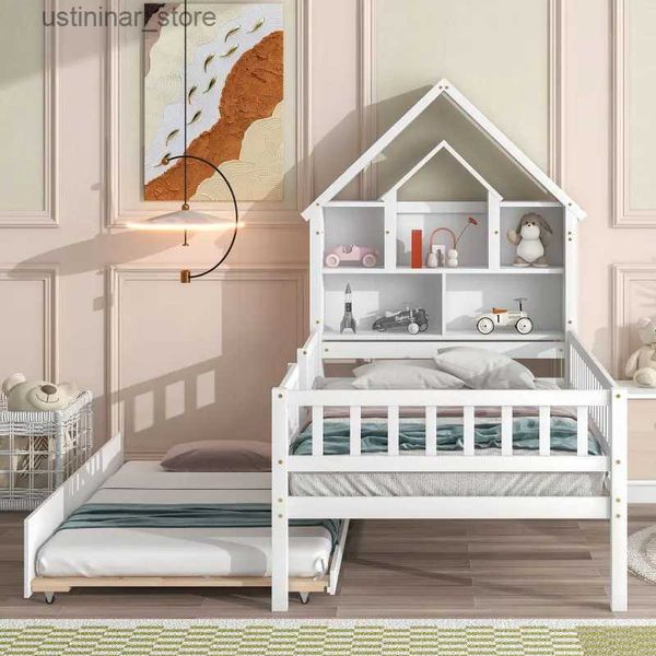 Babykrippen moderne Design Schlafzimmer Doppeldecker Kinderbett mit Schutzzaun Jugendbett Doppelbett Baby Crib L416