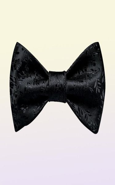 Bogen schwarze florale massive Selbstbindung Männer Fashion Butterfly Seiden formelle Business -Hochzeitsfeier Bowtie Taschentuch