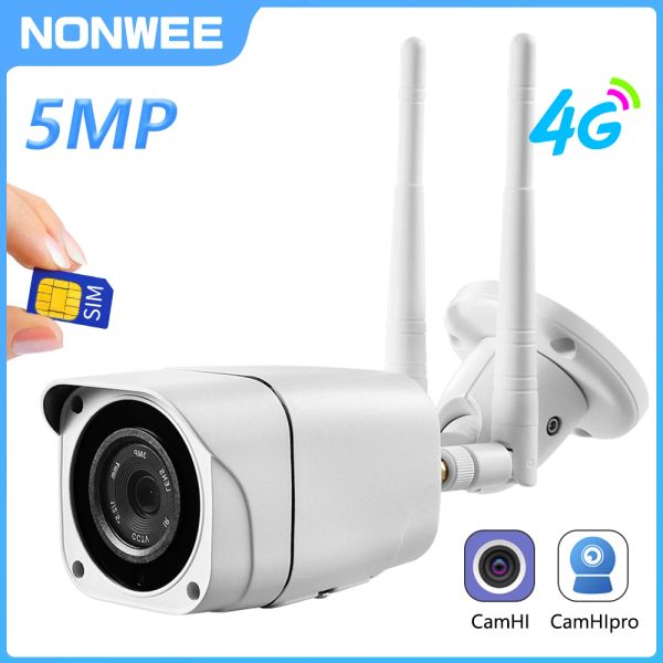 Câmera de segurança de 5MP Câmera de segurança 4G Cartão SIM Proteção de vigilância por vídeo ao ar livre com wifi videcam cctv ip66 camhi