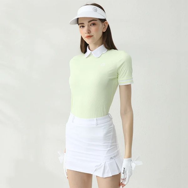 Golfist kadın golf tişört petal tava açlık yakalı nefes alabilen hızlı kuru giyim 240416