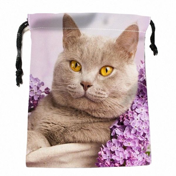 Custom Cat und FR Draw String-Tasche 18*22 cm kleine Reisemische Frauen kleine Stofftasche Weihnachtsgeschenkbeutel W-0616 A75K#