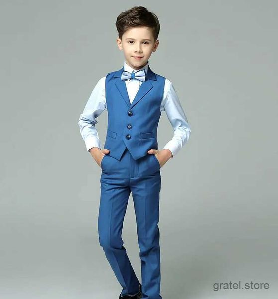 Anzüge Prince Boys Hochzeit Anzug Kinder Weste Shirt Hosen Bowtie 4pcs Fotografie Anzug Kindergeburtstag Zeremonie Kostüm Teenager School Set