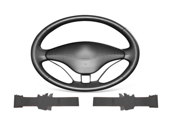 Coperchio del volante in pelle nera morbida cucitura a mano fai -da -te per Mitsubishi Pajero 20082011 V733674575