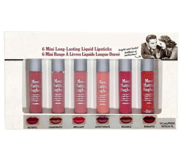 Maquiagem Matte Lip Gloss Hughes 6 Mini Liquid Lipstick Conjunto de lábios duradouros com a marca Cosmetics2285772