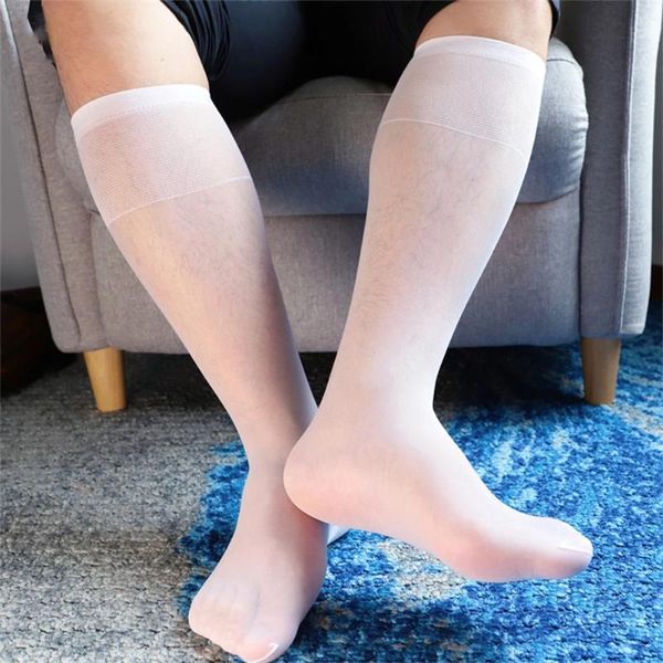 Calzini maschili 2024 marchio maschio maschio trasparente calze setose calze a strisce a strisce e trasparenti