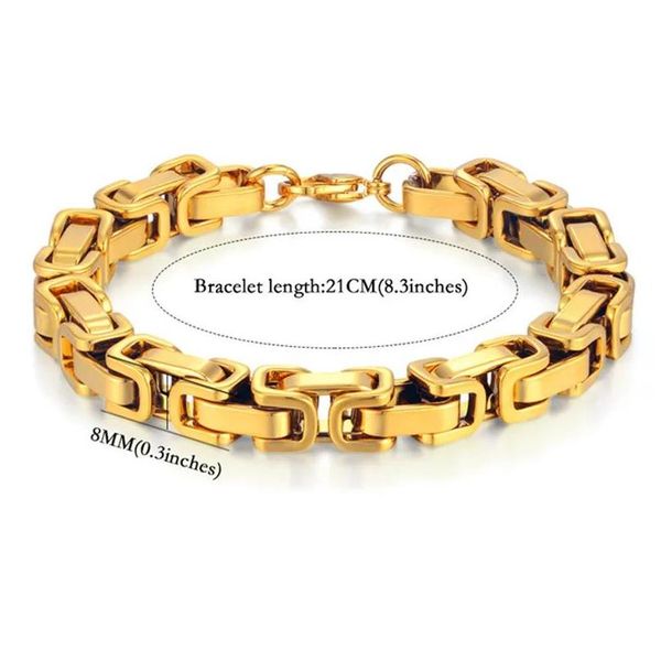 Armband Halskette Hip Hop Byzantin Box Kette Set Goldene Farbe Feste 14k Gelbgold Schmucksets für Männer/Frauen 2024 Ru Drop Lieferung DH7OS