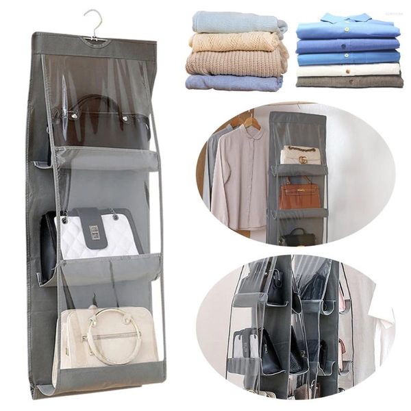 Caixas de armazenamento 6/8 bolsos para cabine de bolso dobrável armário de armário com ganchos de metal os organizadores de economia de espaço de guarda -roupa