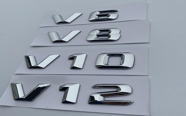 V6 V8 V10 V12 V12 Buchstabe Chrom Emblem Logo für Mercedes Benz C200 E300 Auto Styling Fender Entladungskapazitätsmarke Aufkleber 8687278