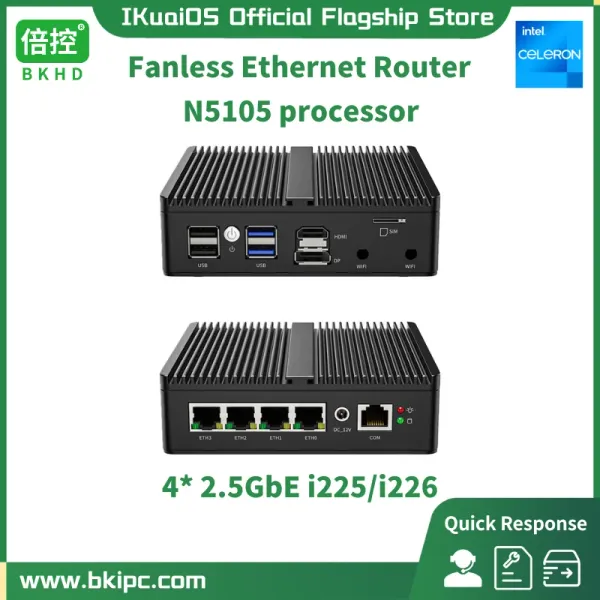 Combos Ikuaios G30B Fanless Mini Host Celeron N5105 4x2.5GBE Network Security Security Industrial Control Compatible PFSense Vyos Debian 1338NP