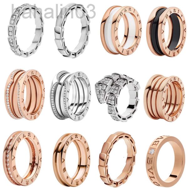 Desginer Bulgarie Armband Sommer farbloses Schlangenknochen Temperament reine Silberschatz Home Schwarz -Weiß -Keramik Full Diamond Small Taille Charity Ehepaar Ring