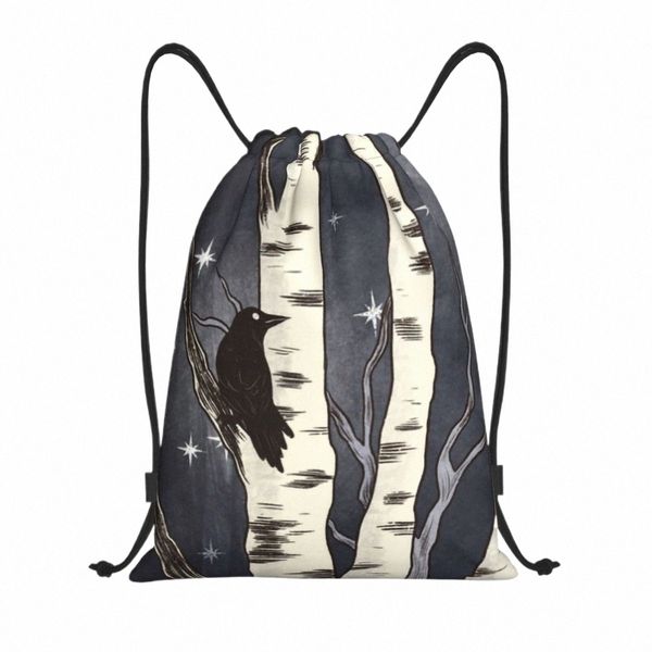 uccelli personalizzati e alberi di betulla per backpack borse borse da donna uomo leggero sacchetti sportivi per palestra di ginnastica per negozio 43oz#