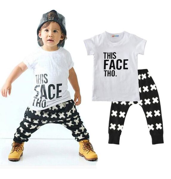 Детские одежды для мальчиков повседневная одежда детские буквы Cross Pattern Fashion Suits Math Outbits Kids Tops Брюки 15t K52498376896