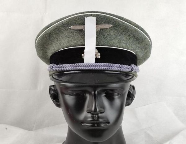 Boinas alemãs Waffen Elite Oficial de Infantaria Visor Cap Hat Made e Two Metal Gray Badge set9207757
