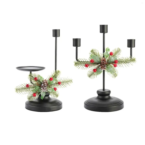 Titulares de vela Nordic Christmas Holder Stand Candelabra Iron Candlestick para Table Centerpieces Holiday Party Decoration Presente