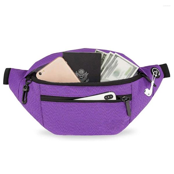 Bolsas de cintura Fanny Pack Bum Bag com fones de ouvido Bolsas femininas bolsas oxford moda casual cor sólida portátil simples para esportes de viagem