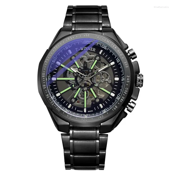 Armbanduhr schwarze Präzisionsstahl -Zifferblatt für Männer mit automatischer mechanischer Countdown -Datum Watch Sapphire Glass Mirror Geschenk