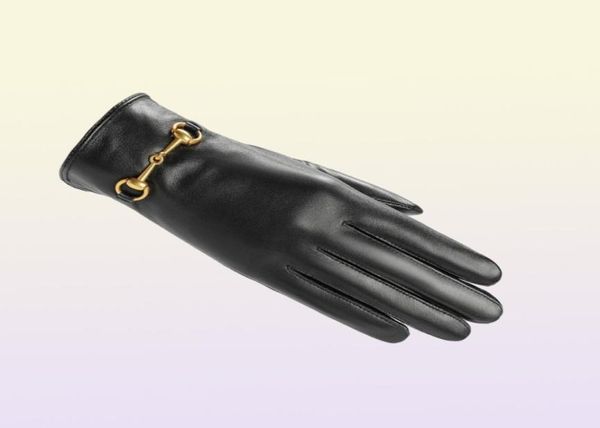Cinque guanti guanti classiche donne designer femminile in pelle in metallo fresco punk inverno touch screen regalo5824961