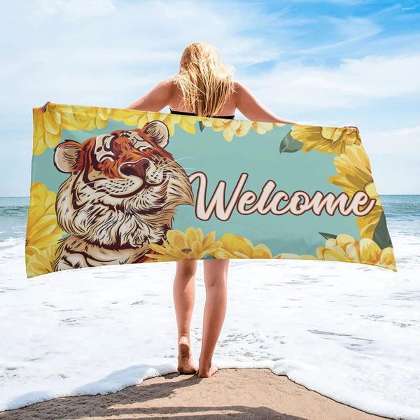 Handtuch Daisy Sonnenblume Lustiges Tiger -Cartoon -Bad für Erwachsene Zuhause Essentials Sommer Schwimmstrand schnell trocknen Gesicht