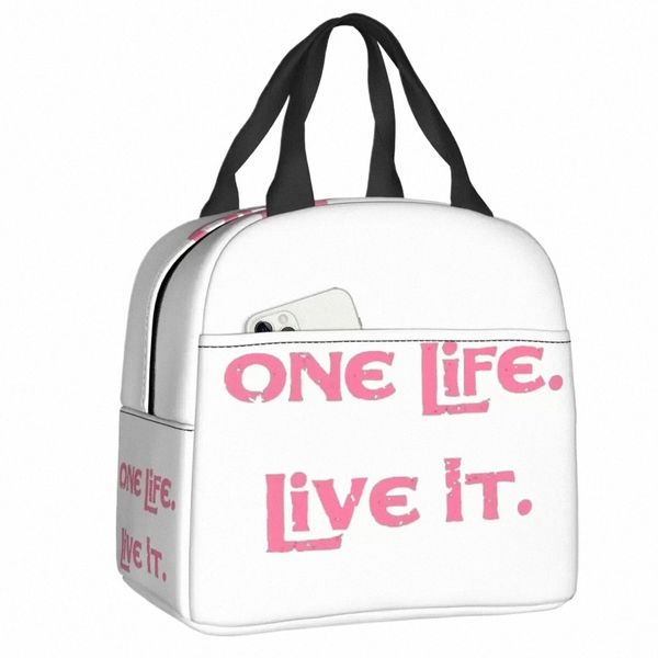 One Life Live It Lunch Saco de lanches frios quentes de lancheiras isoladas para mulheres trabalham escolares para piquenique comida CATENER 61BA#