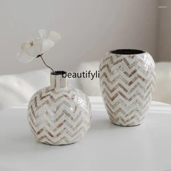 Vasen yj Französisch Importierte Muschel handgefertigt Keramik Vase Home Creative Flower Container B Wohnzimmer Dekoration