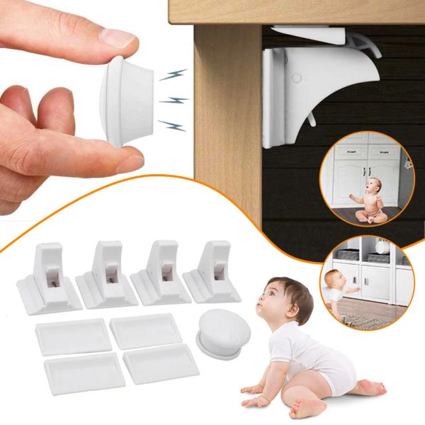 Proteção de trava magnética do sistema From crianças da porta de porta do bebê armário de segurança bloqueio infantil bloqueio da porta de gaveta trava invisível bloqueios