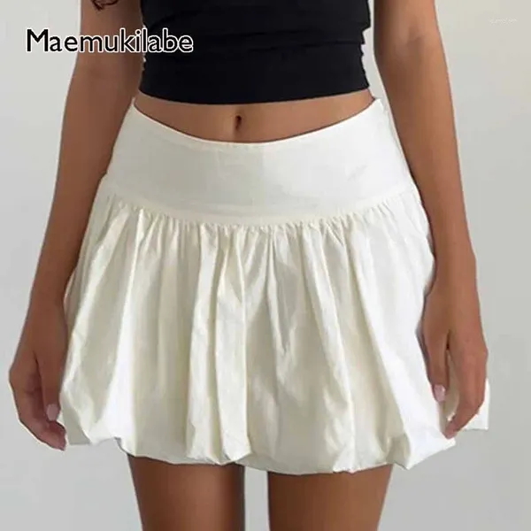 Юбки Maemukilabe Kawaii Puff Ball Mini Mini Самая симпатичная винтажная плиссированная юбка Fairycor