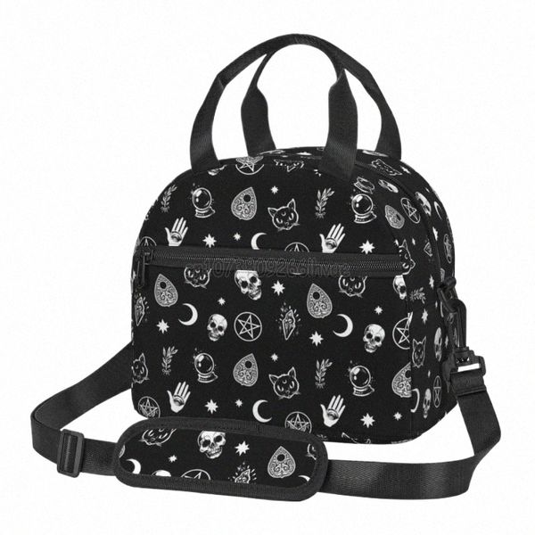 Black Witch Skull Mo Divinati Basta da pranzo isolata Portante Bento Box per donne per donne Lavoro scolastico Picnic W1HH##