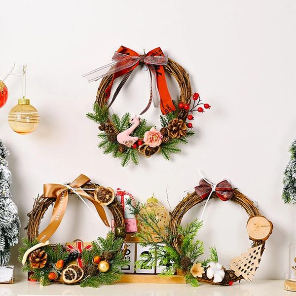 Flores decorativas Christmas Wreathing Tree Door Ornament Gifts Presentes da família Pingente Drop Ornaments Festival