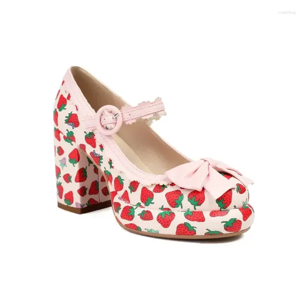 Scarpe vestite carine adora la pelle Lolita pu con cinturino alla caviglia in pizzo alla fragola perfetta per il comfort cosplay indossa quotidianamente look elegante