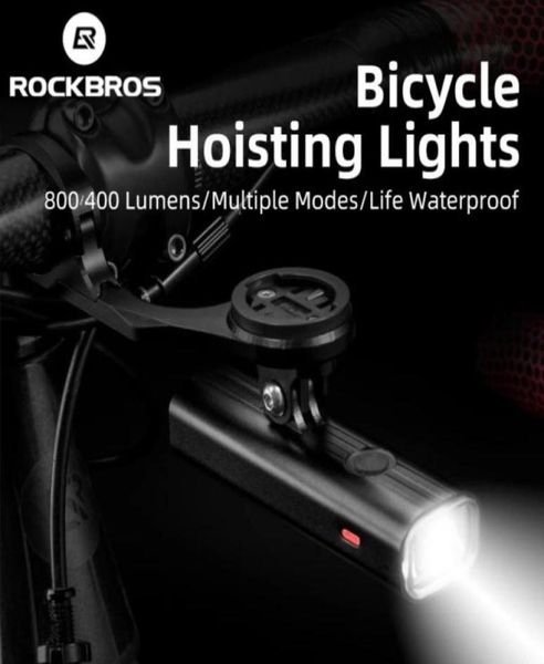 Rockbros Bike Hafif Kaldırma Farları Çok Fonksiyonlu Tutucu Güçlü Flash Lights USB Charing LED Bisiklet Ön Lamba 4000mah6762342094