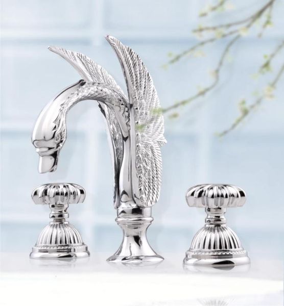 Navio Chrome 3 PCs 8Quot Lavatório de banheiro generalizado Swan Mixer Mixer Tap Handles2328768