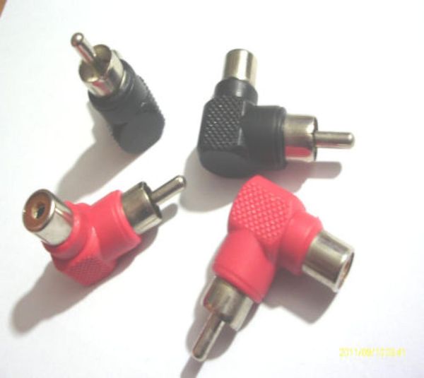 50 PCS RCA Adaptadores de plugue de ângulo reto MF 90 graus Elbow0122974328