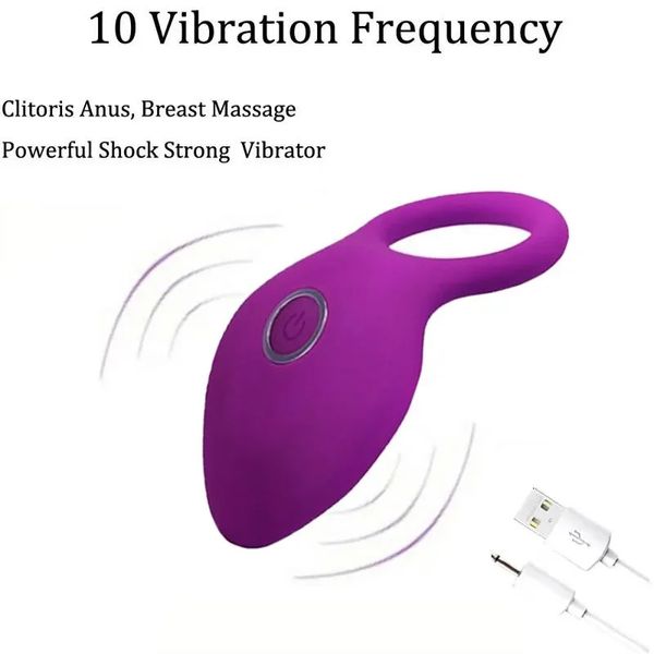 Potente anello di trazione Genital Masturbation Forniture Phallus Sex Toy per uomini Potenti Uomo che vibravano Donne Vibratore 240402