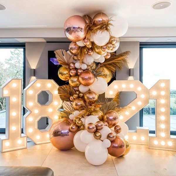 915cm Caixa de preenchimento de balão gigante com luzes 1º número 30 40 40 50 Quadro Decoração de casamento chá de bebê 240407