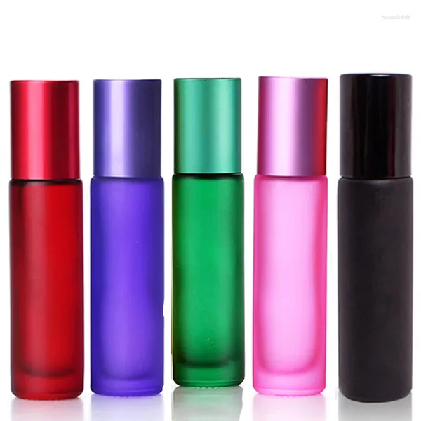 Garrafas de armazenamento 20 conjuntos de 10 ml portátil espessado rolo fosco de gelo Óleo essencial VIAL VIAL VIAL Garrafa de rollerball colorida recarregável