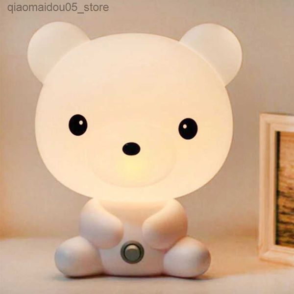 Lâmpadas Sombras Cartoon Night Light fofo panda urso mesa luz infantil solo sono quarto decoração interior lun lun lun q240416